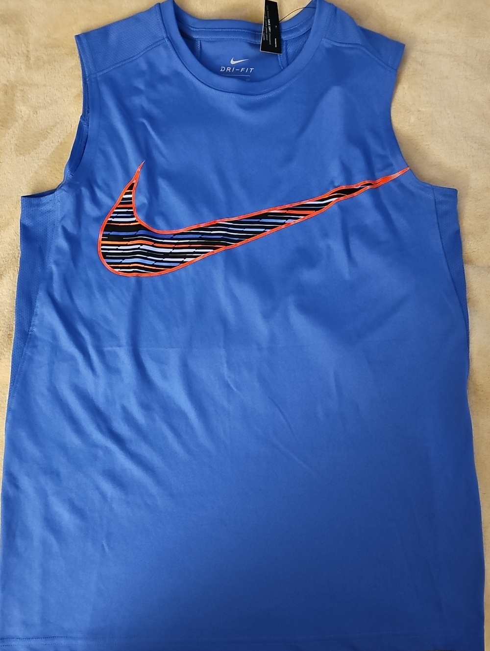 Nike Royal Blue Sleeveless Tank with Striped Swoosh